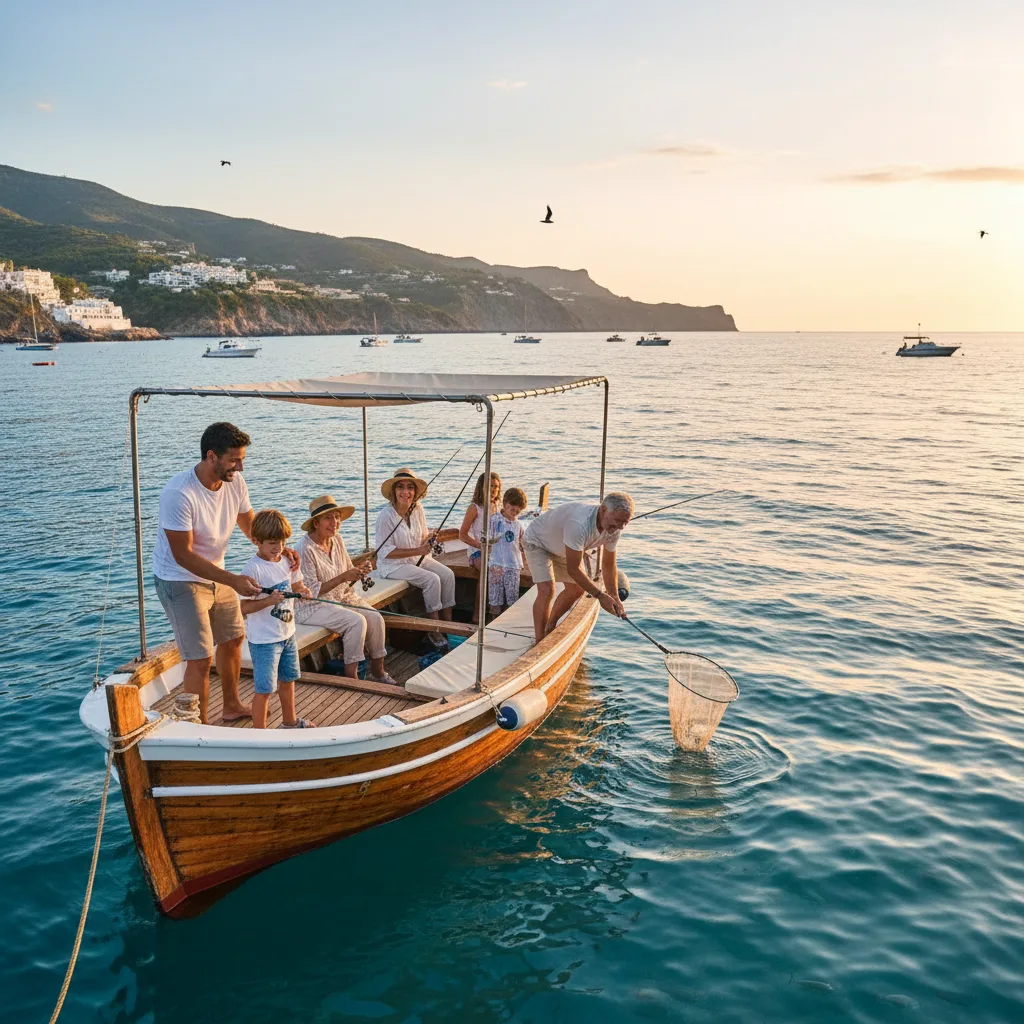 Familia disfrutando de un tour de pesca en España