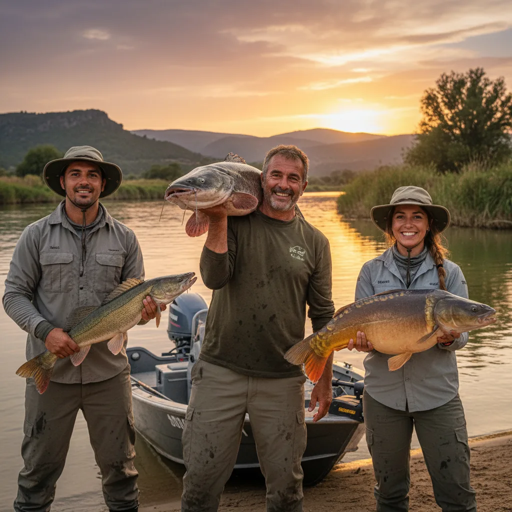 Guías de pesca de AzulHook conversando junto al río en España