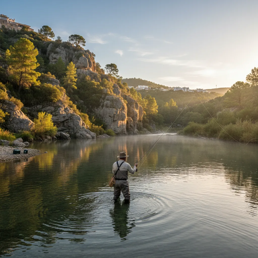 Pesca guiada en río de España con entorno natural